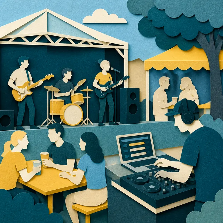 Liveband, DJ und Laptop als unterschiedliche Musikquellen beim Vereinsfest